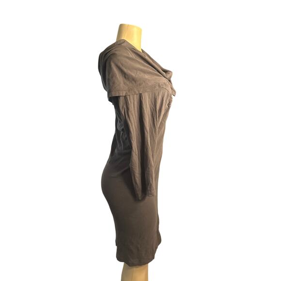 Women L Prairie Underground Gray Cowl Neck Tunic Dress 3/4 Slv Organic Cotton - Picture 5 of 6